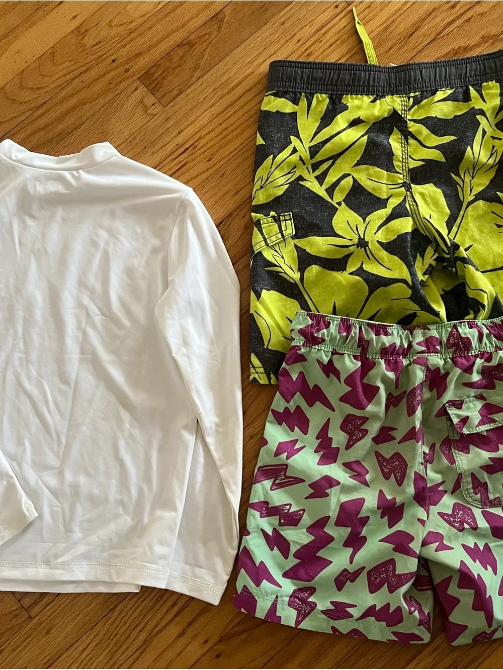Boys Cat & Jack, Old Navy White Rashguard & Two Swim Shorts Set